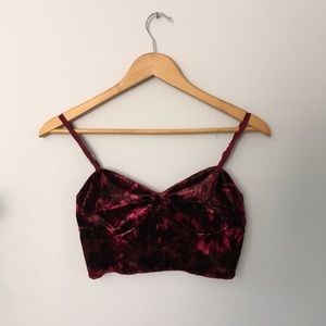 3/$30 Burgundy Floral Velvet Bustier